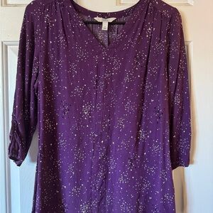 Croft & Barrow Purple Blouse with White Dots